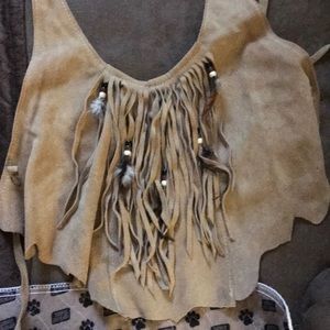 Tan suede halter top.